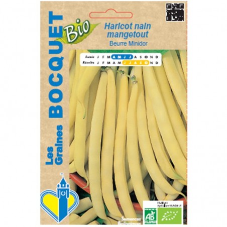 Haricot nain mangetout Beurre Minidor- Bio- Certifié ECOCERT FR-BIO-01