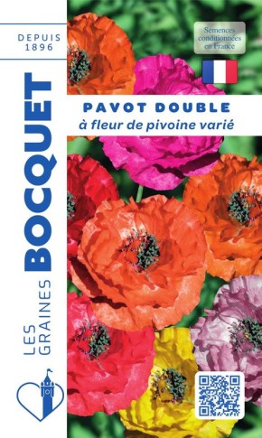 Pavot double à fleur de pivoine varié à semer | Graines Bocquet