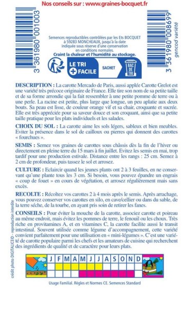 Graines de Carotte Mercado de Paris à semer | Graines Bocquet