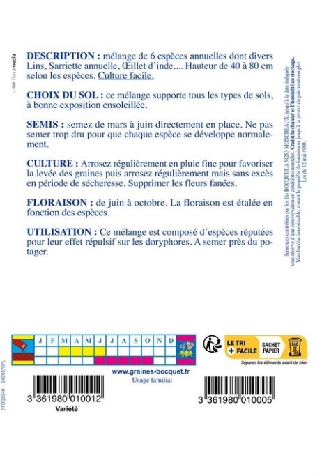 Mélange écologique de graines de fleurs Anti-Doryphores