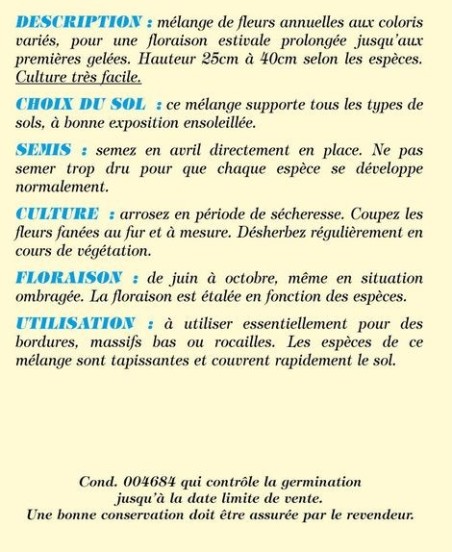 Fleurs annuelles naines pour rocaille en mélange