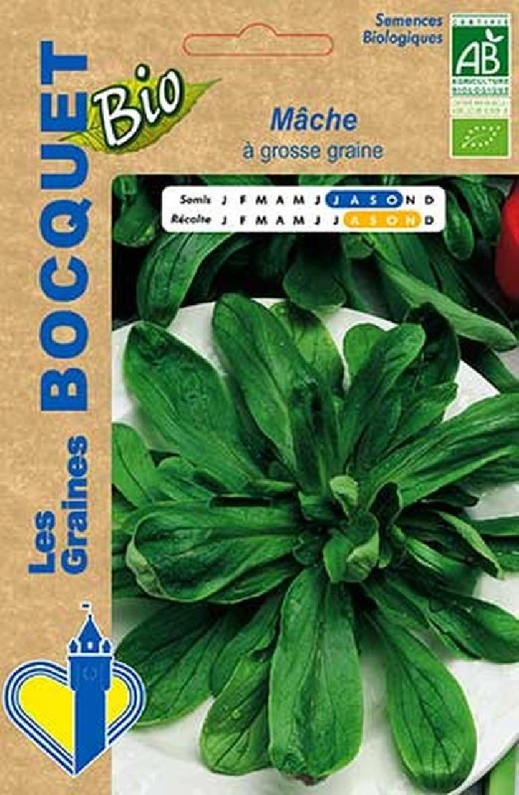 Mâche à grosse graine Bio- certifiée ECOCERT FR-BIO-01